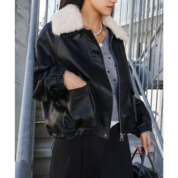 ファー衿フェイクレザーブルゾン | SpRay | 詳細画像63 