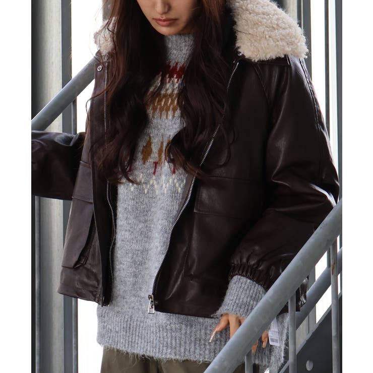 ファー衿フェイクレザーブルゾン | SpRay | 詳細画像8 