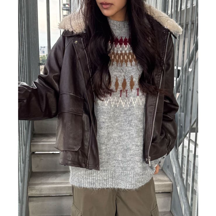 ファー衿フェイクレザーブルゾン | SpRay | 詳細画像9 