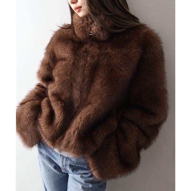 ブラウン | MIXファースタンドZIPブルゾン | SpRay