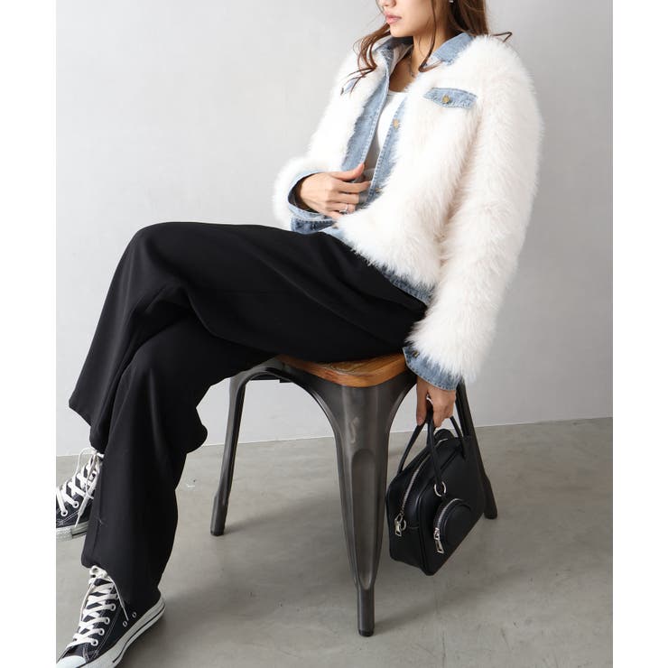 デニム切替ファーブルゾン | SpRay | 詳細画像7 