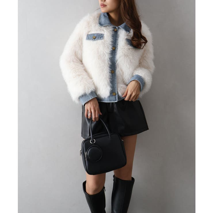 デニム切替ファーブルゾン | SpRay | 詳細画像9 