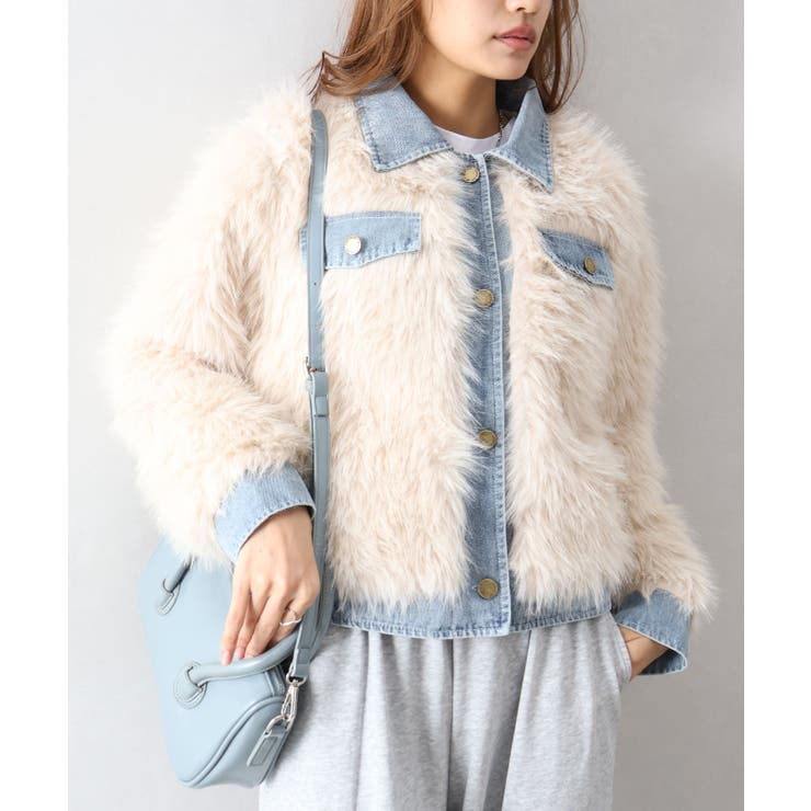 デニム切替ファーブルゾン | SpRay | 詳細画像10 