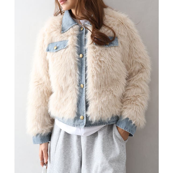 デニム切替ファーブルゾン | SpRay | 詳細画像12 