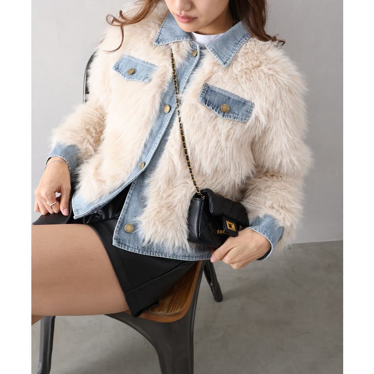 デニム切替ファーブルゾン | SpRay | 詳細画像14 