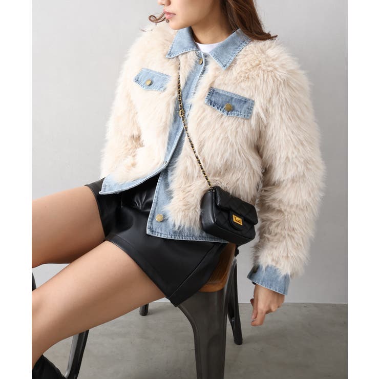 デニム切替ファーブルゾン | SpRay | 詳細画像15 