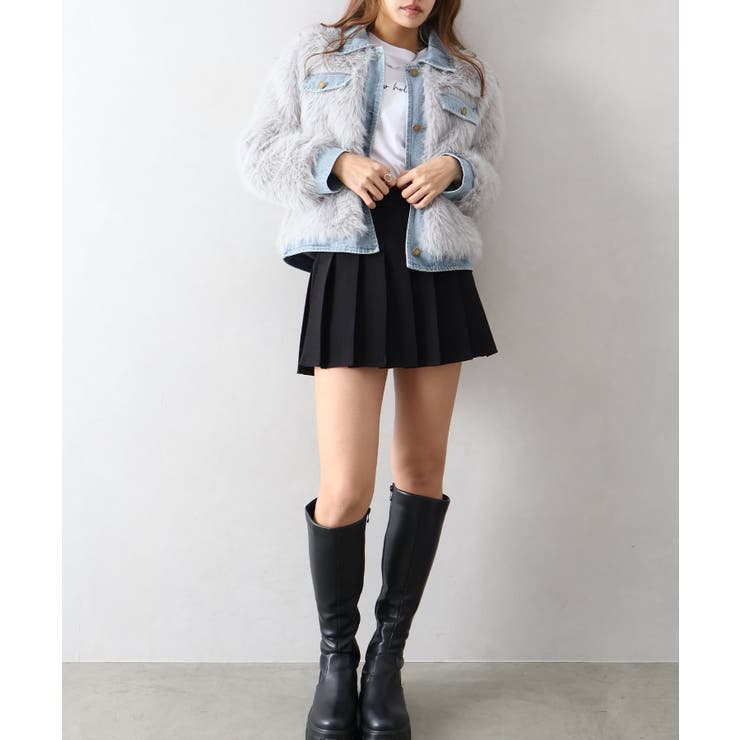 デニム切替ファーブルゾン | SpRay | 詳細画像16 