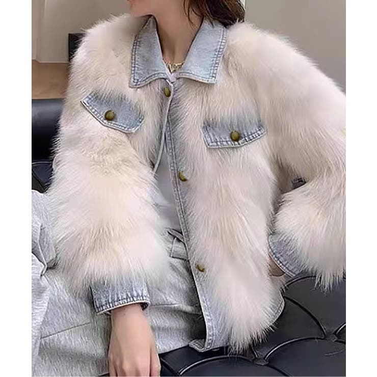 オフホワイト | デニム切替ファーブルゾン | SpRay