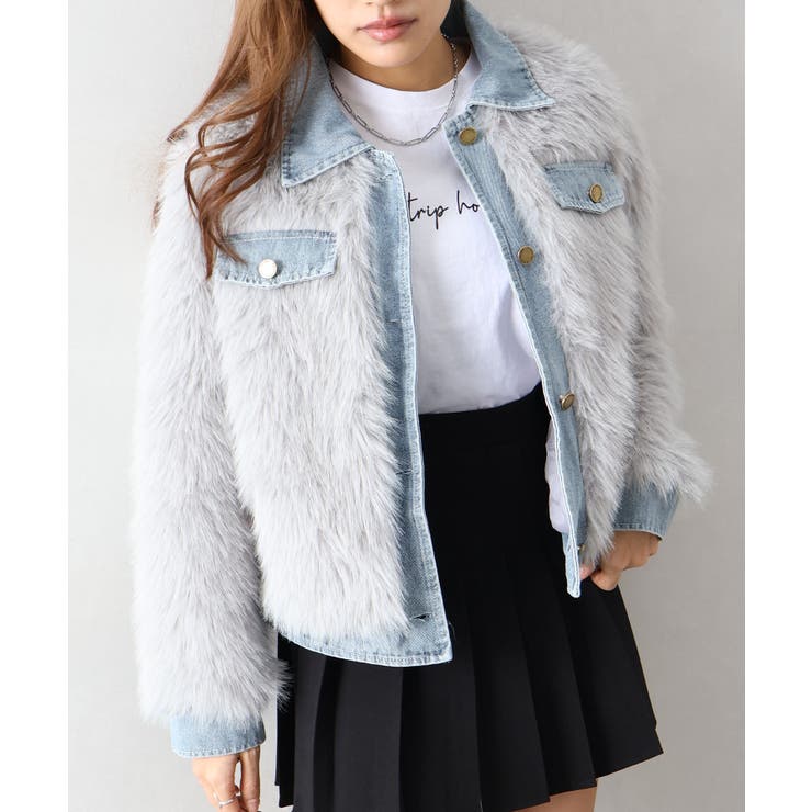 デニム切替ファーブルゾン | SpRay | 詳細画像17 