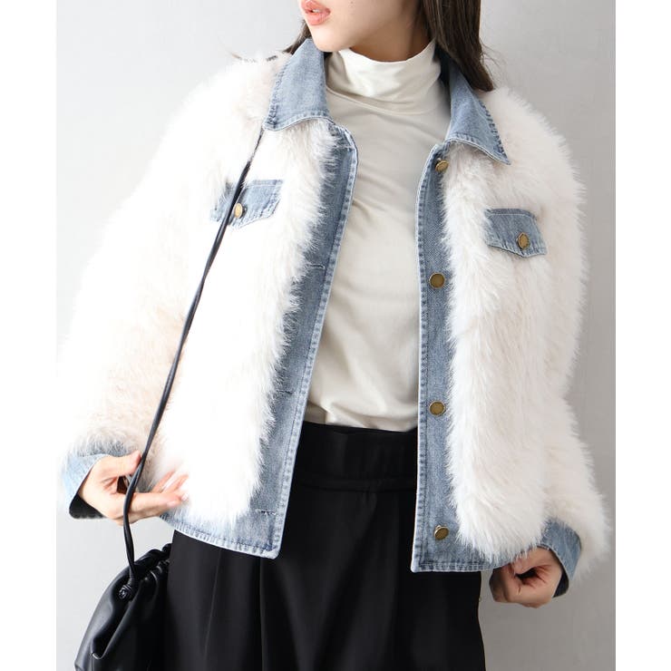 デニム切替ファーブルゾン | SpRay | 詳細画像19 