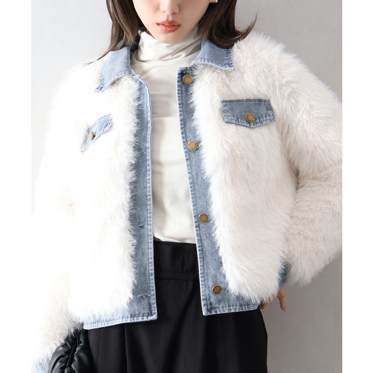 デニム切替ファーブルゾン | SpRay | 詳細画像21 