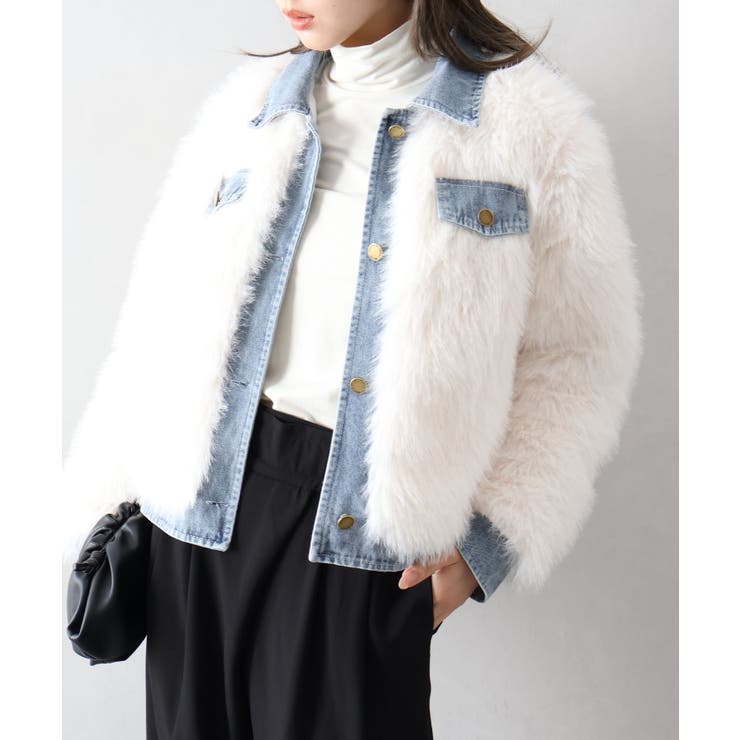 デニム切替ファーブルゾン | SpRay | 詳細画像22 