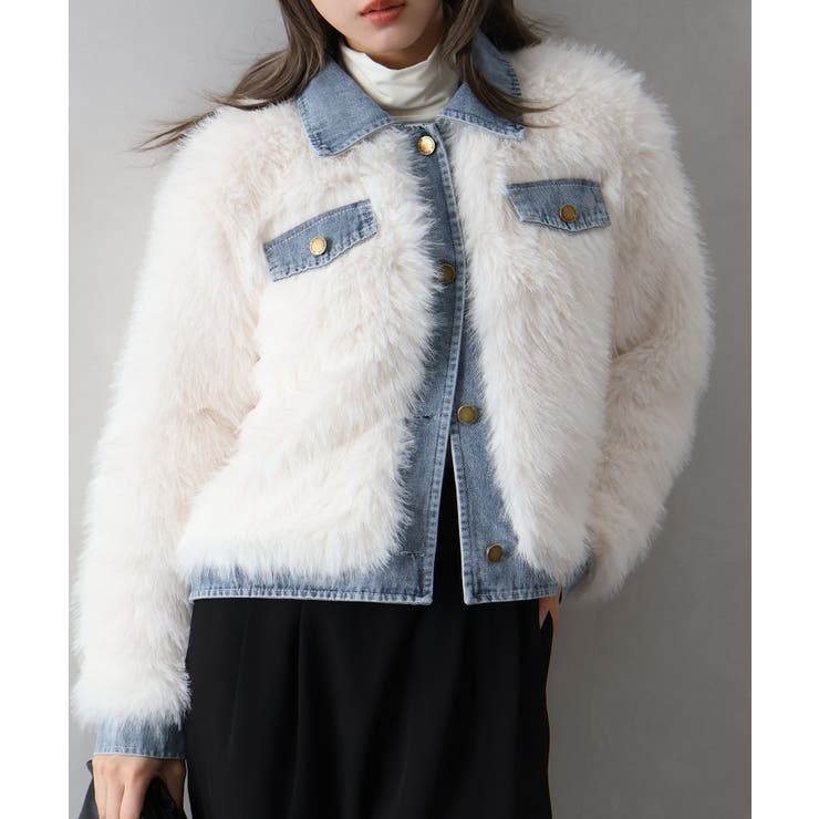 デニム切替ファーブルゾン | SpRay | 詳細画像25 