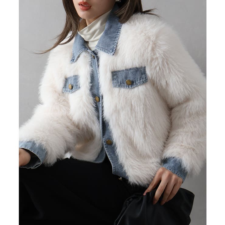 デニム切替ファーブルゾン | SpRay | 詳細画像26 