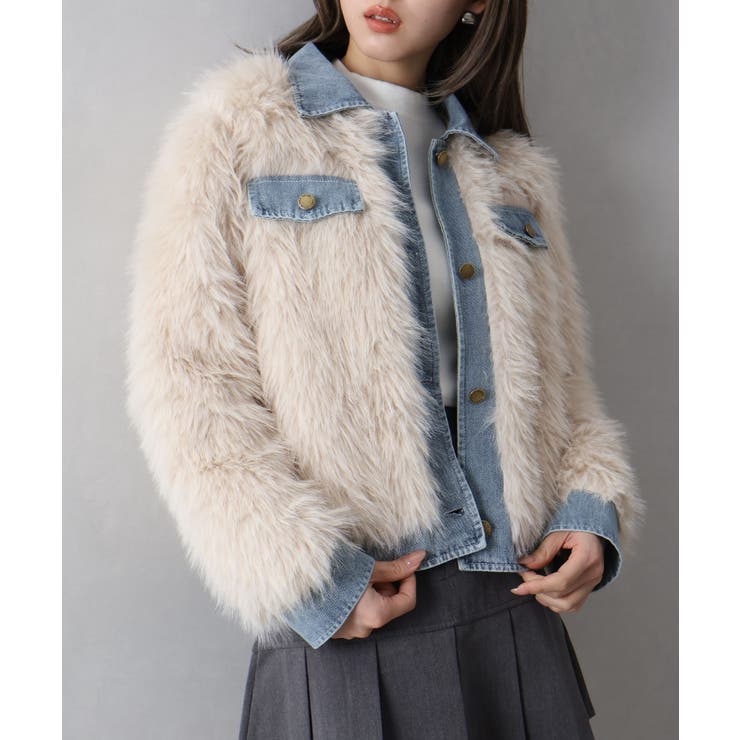 デニム切替ファーブルゾン | SpRay | 詳細画像27 