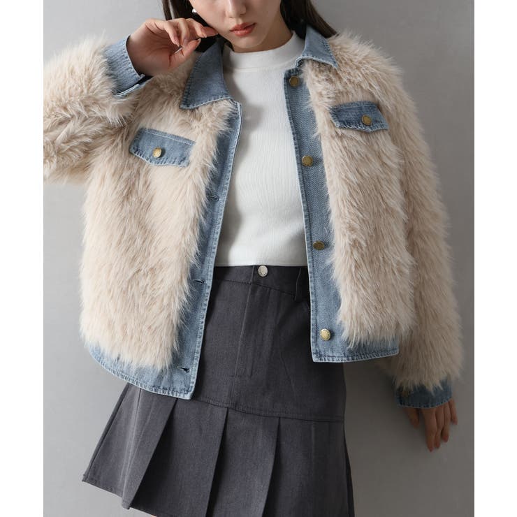 デニム切替ファーブルゾン | SpRay | 詳細画像28 