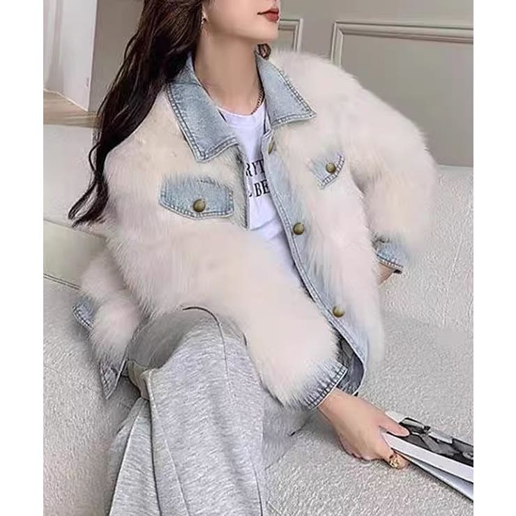 デニム切替ファーブルゾン | SpRay | 詳細画像4 