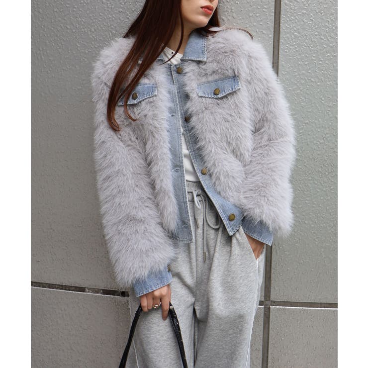 デニム切替ファーブルゾン | SpRay | 詳細画像49 