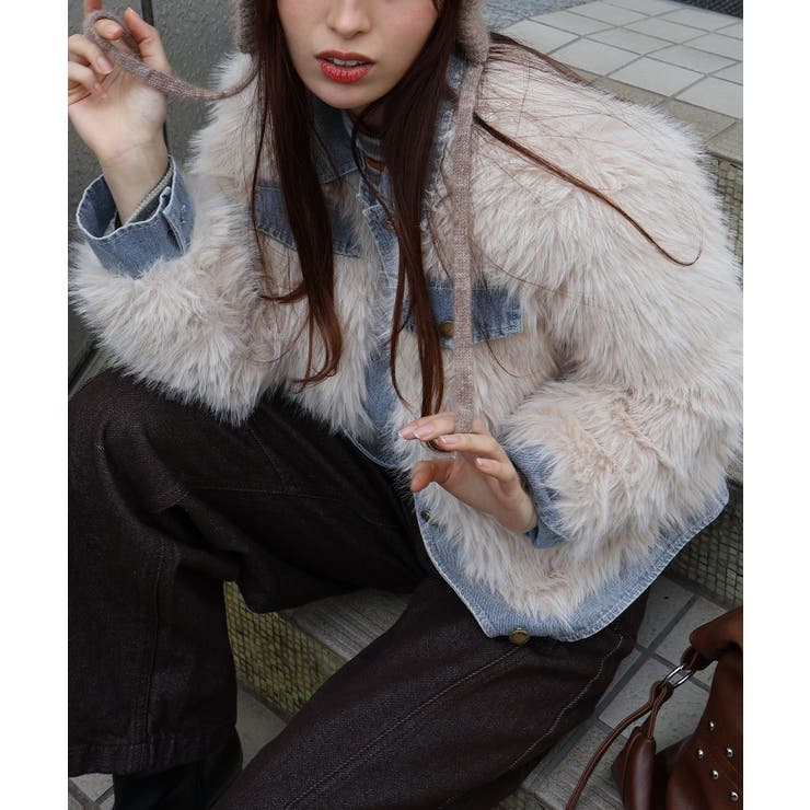 デニム切替ファーブルゾン | SpRay | 詳細画像51 