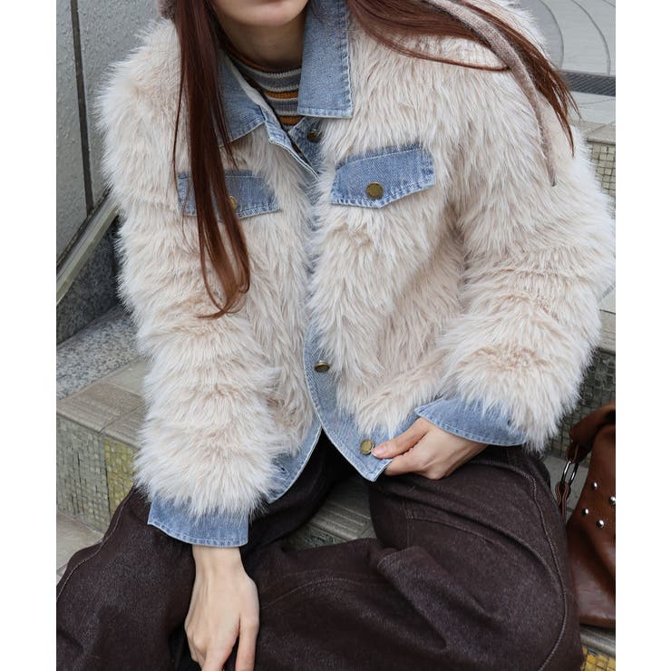 デニム切替ファーブルゾン | SpRay | 詳細画像53 