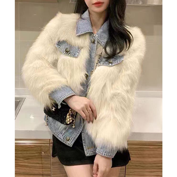 ベージュ | デニム切替ファーブルゾン | SpRay