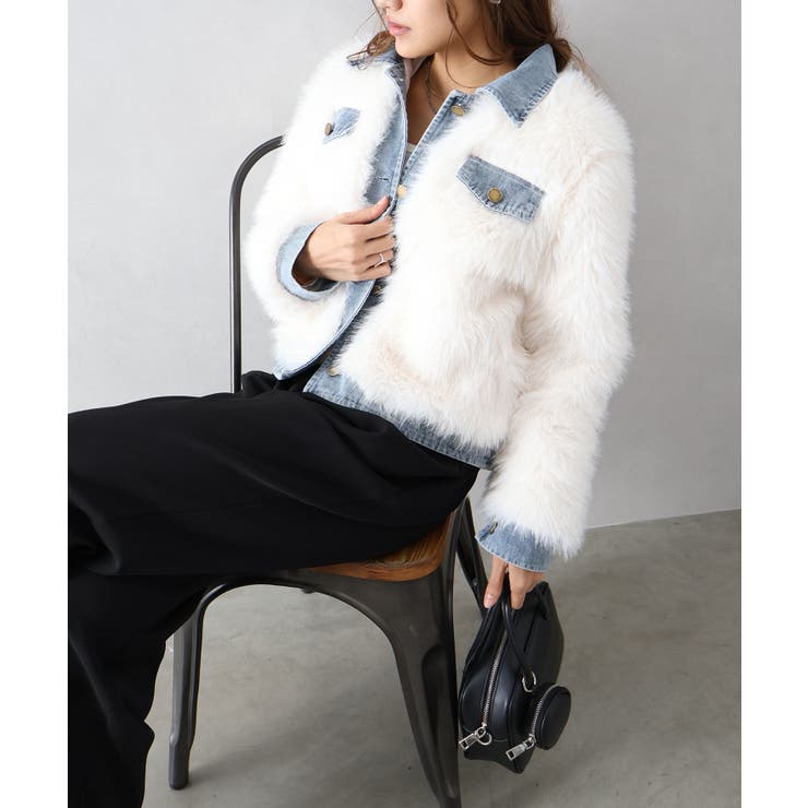 デニム切替ファーブルゾン | SpRay | 詳細画像6 