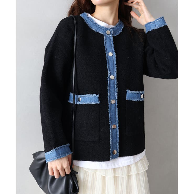 デニムトリムニットジャケット | SpRay | 詳細画像18 