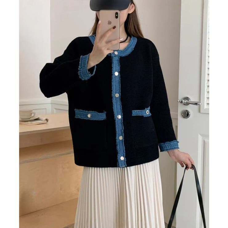 デニムトリムニットジャケット | SpRay | 詳細画像3 