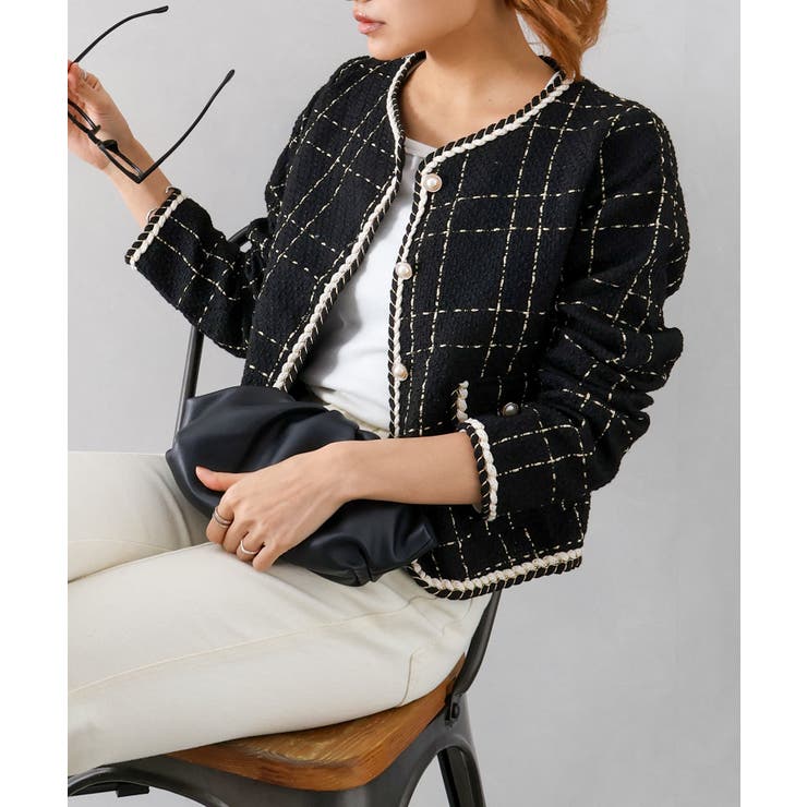 ラメツイードノーカラージャケット | SpRay | 詳細画像13 