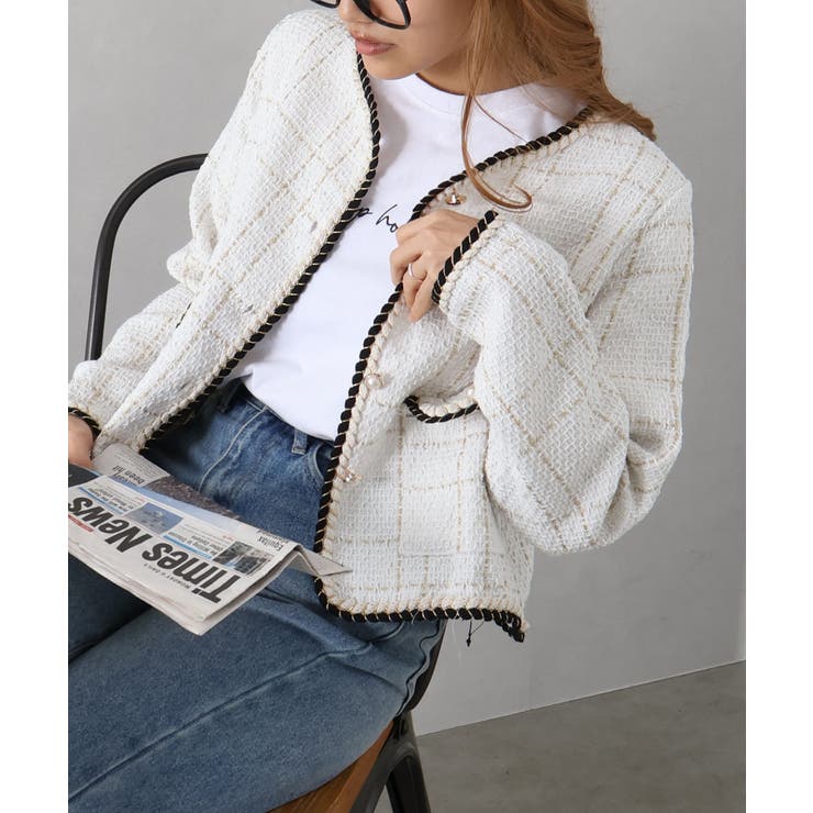 ラメツイードノーカラージャケット | SpRay | 詳細画像30 