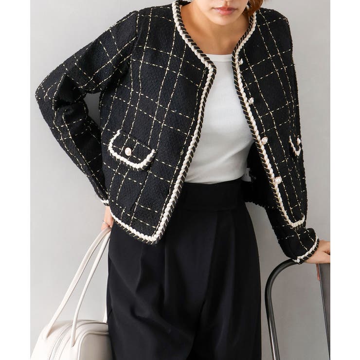 ラメツイードノーカラージャケット | SpRay | 詳細画像3 