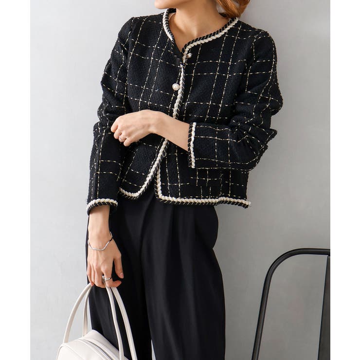 ラメツイードノーカラージャケット | SpRay | 詳細画像8 