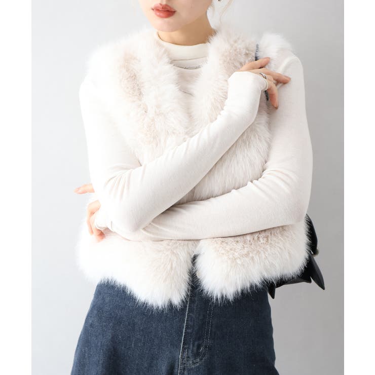 アイボリー | エコファーショートベスト | SpRay