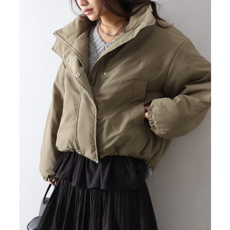 カーキ | スタンドZIPフェイクダウン | SpRay