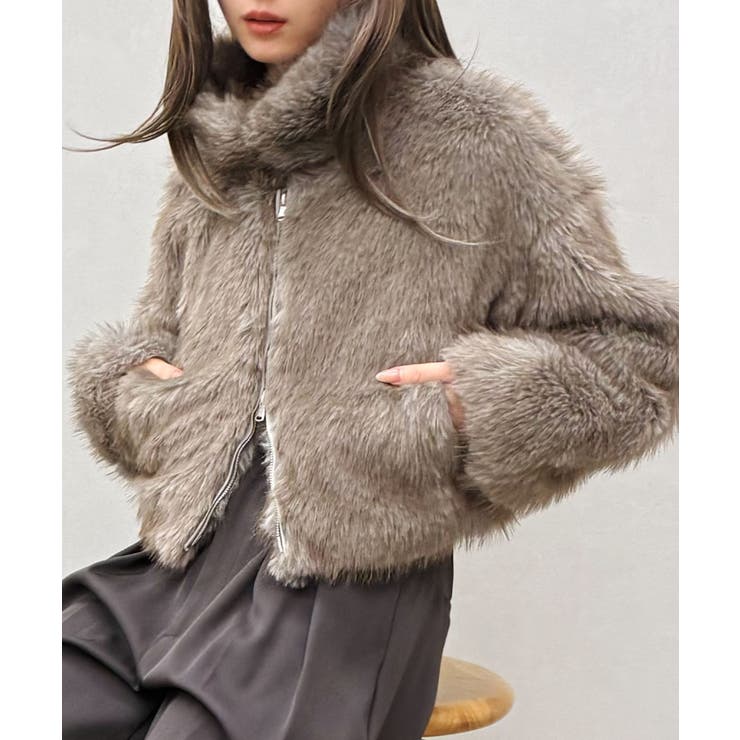 【未使用】Arpege story フラッフィーブルゾン MIXファースタンドジップブルゾン[品番：SPRW0010773]｜SpRay