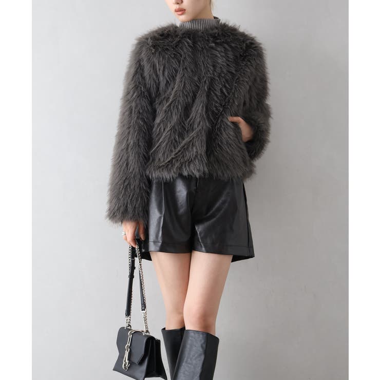 ロングフォックスノーカラージャケット | SpRay | 詳細画像24 