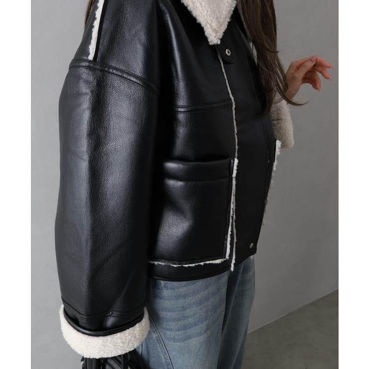 フェイクレザーボアZIPブルゾン | SpRay | 詳細画像12 