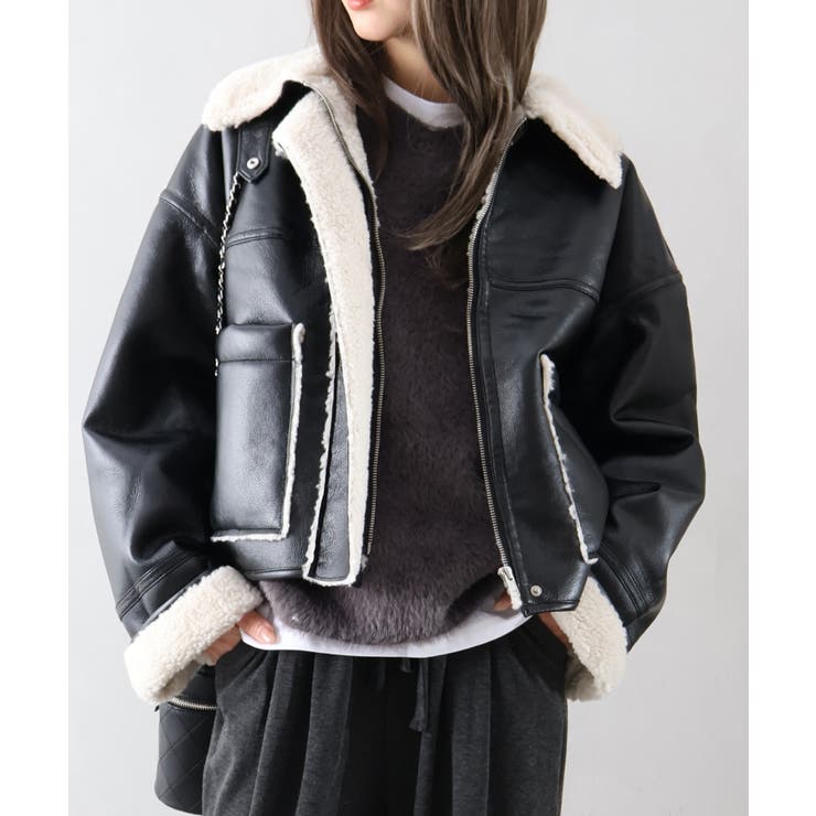 フェイクレザーボアZIPブルゾン | SpRay | 詳細画像14 