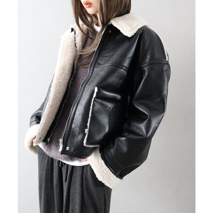 フェイクレザーボアZIPブルゾン | SpRay | 詳細画像15 