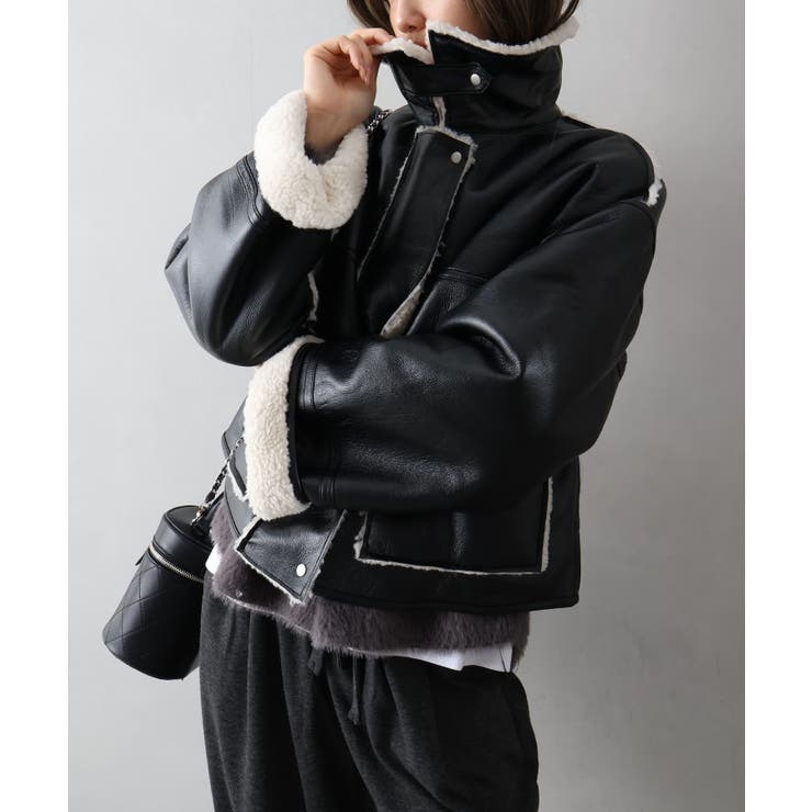 フェイクレザーボアZIPブルゾン | SpRay | 詳細画像19 