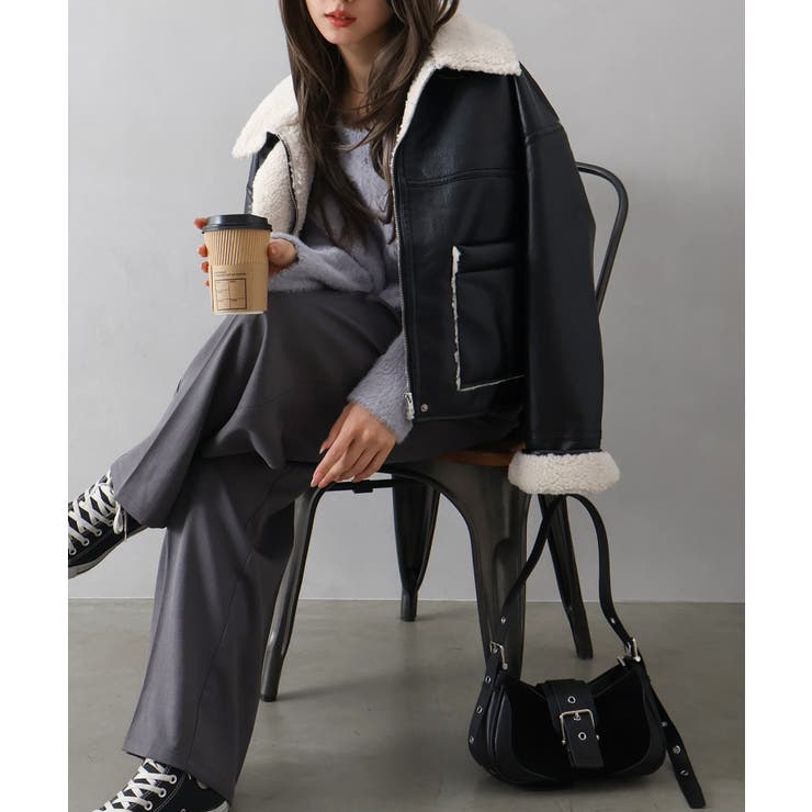 フェイクレザーボアZIPブルゾン | SpRay | 詳細画像22 