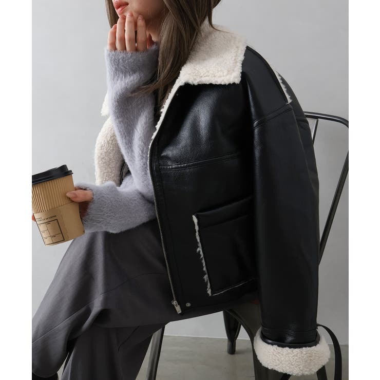 フェイクレザーボアZIPブルゾン | SpRay | 詳細画像25 