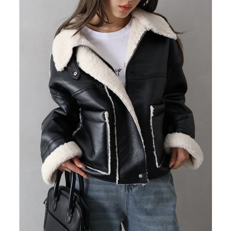 フェイクレザーボアZIPブルゾン | SpRay | 詳細画像2 