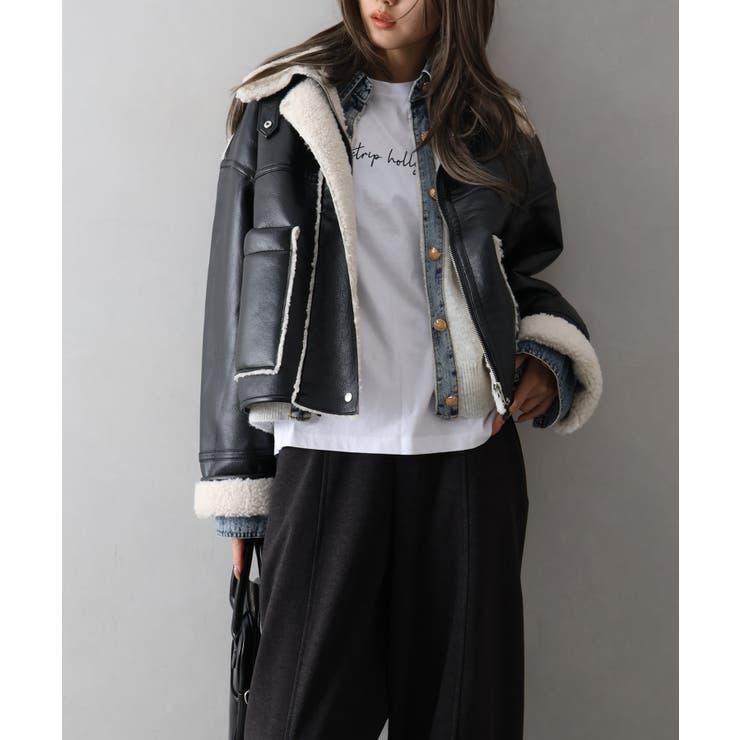 フェイクレザーボアZIPブルゾン | SpRay | 詳細画像30 