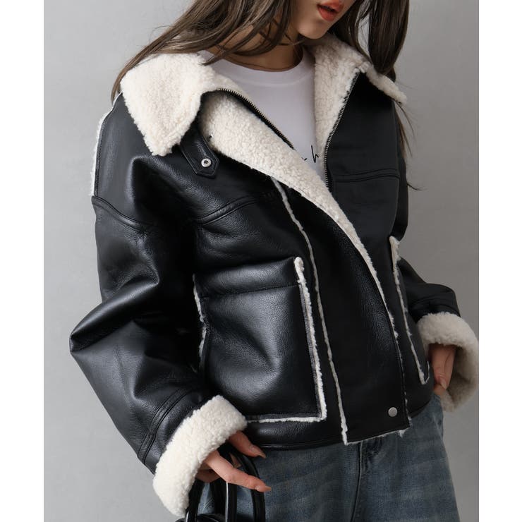 フェイクレザーボアZIPブルゾン | SpRay | 詳細画像3 