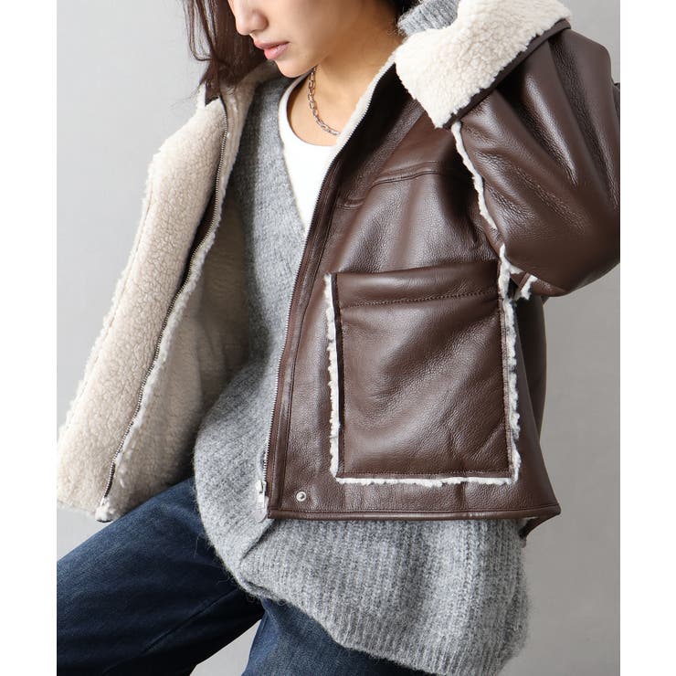 フェイクレザーボアZIPブルゾン | SpRay | 詳細画像44 