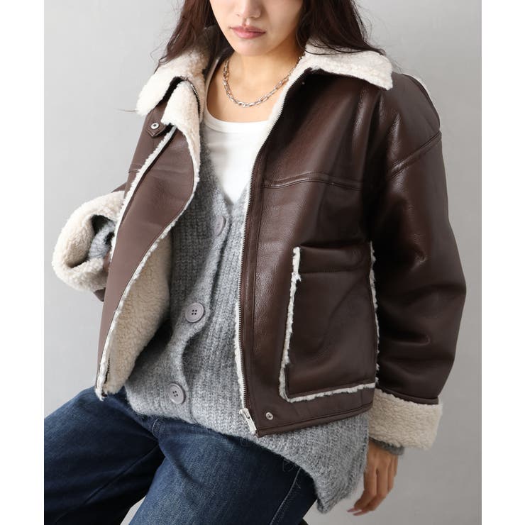 フェイクレザーボアZIPブルゾン | SpRay | 詳細画像45 