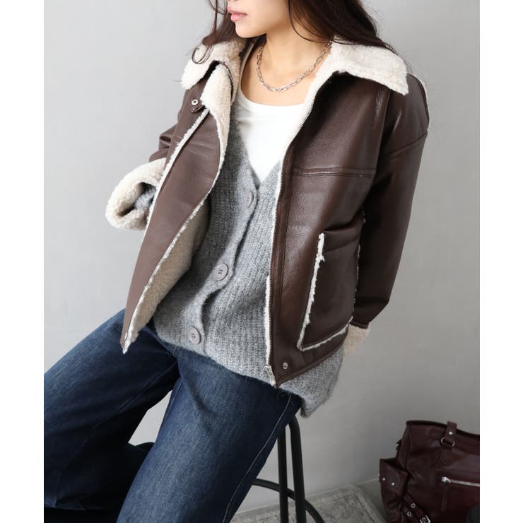 フェイクレザーボアZIPブルゾン | SpRay | 詳細画像46 