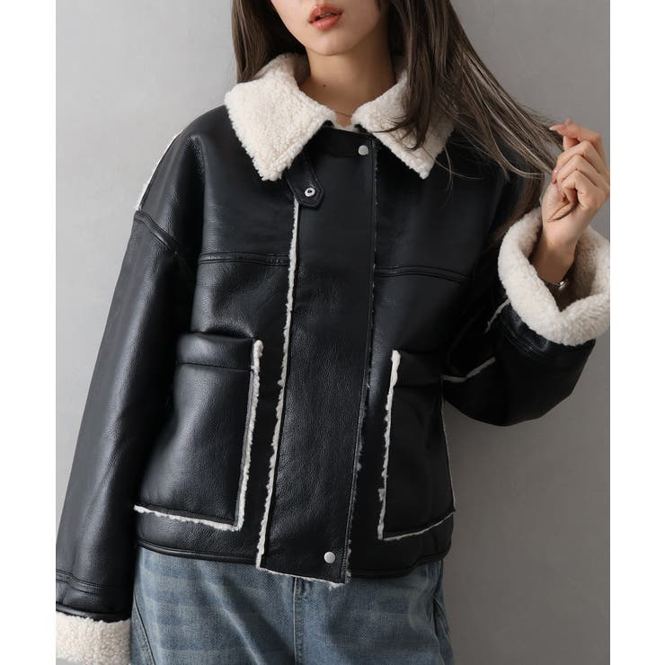 フェイクレザーボアZIPブルゾン | SpRay | 詳細画像4 