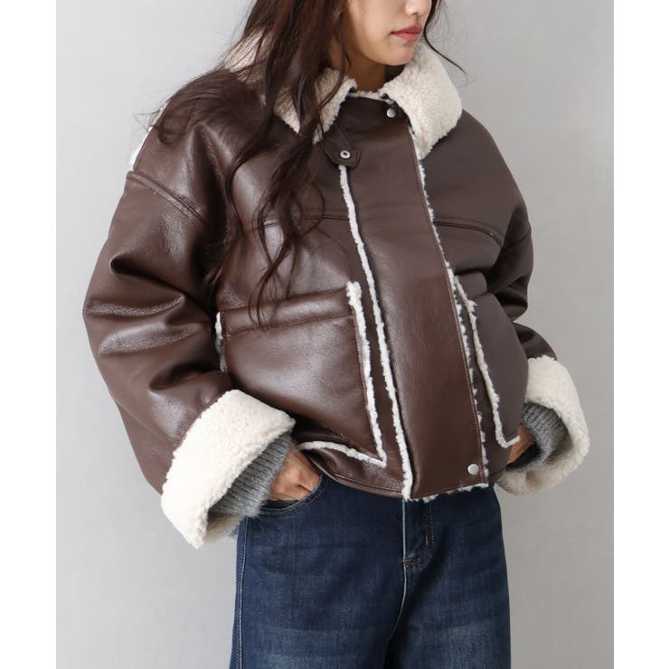 フェイクレザーボアZIPブルゾン | SpRay | 詳細画像50 